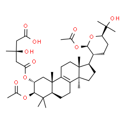 ChemSpider 2D Image | (3S)-5-{[(2alpha,3beta,21R,24R)-3,21-Diacetoxy-25-hydroxy-21,24-epoxylanost-8-en-2-yl]oxy}-3-hydroxy-3-methyl-5-oxopentanoic acid | C40H62O11