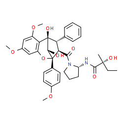 ChemSpider 2D Image | (2R)-N-[(2S)-1-{[(1R,9R,10R,11S,12S)-1,12-Dihydroxy-3,5-dimethoxy-9-(4-methoxyphenyl)-11-phenyl-8-oxatricyclo[7.2.1.0~2,7~]dodeca-2,4,6-trien-10-yl]carbonyl}-2-pyrrolidinyl]-2-hydroxy-2-methylbutanami
de | C36H42N2O9