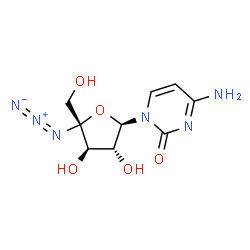 ChemSpider 2D Image | 4-Amino-1-[(2R,3R,4R,5R)-5-azido-3,4-dihydroxy-5-(hydroxymethyl)tetrahydro-2-furanyl]-2(1H)-pyrimidinone | C9H12N6O5