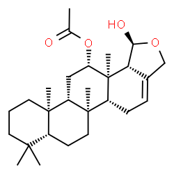 ChemSpider 2D Image | (1S,5aR,5bS,7aR,11aR,11bS,13S,13aR,13bR)-1-Hydroxy-5b,8,8,11a,13a-pentamethyl-1,3,5,5a,5b,6,7,7a,8,9,10,11,11a,11b,12,13,13a,13b-octadecahydrochryseno[1,2-c]furan-13-yl acetate | C27H42O4
