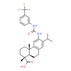 ChemSpider 2D Image | 12-({[3-(Trifluoromethyl)phenyl]carbamoyl}amino)abieta-8,11,13-trien-18-oic acid | C28H33F3N2O3