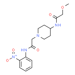 ChemSpider 2D Image | 2-Methoxy-N-(1-{2-[(2-nitrophenyl)amino]-2-oxoethyl}-4-piperidinyl)acetamide | C16H22N4O5