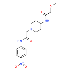 ChemSpider 2D Image | 2-Methoxy-N-(1-{2-[(4-nitrophenyl)amino]-2-oxoethyl}-4-piperidinyl)acetamide | C16H22N4O5