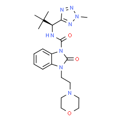 ChemSpider 2D Image | N-[(1S)-2,2-Dimethyl-1-(2-methyl-2H-tetrazol-5-yl)propyl]-3-[2-(4-morpholinyl)ethyl]-2-oxo-2,3-dihydro-1H-benzimidazole-1-carboxamide | C21H30N8O3