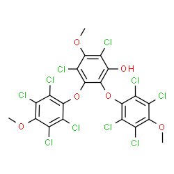 ChemSpider 2D Image | 2,4-Dichloro-3-methoxy-5,6-bis(2,3,5,6-tetrachloro-4-methoxyphenoxy)phenol | C21H10Cl10O6