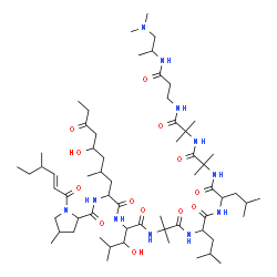 ChemSpider 2D Image | (2S,4S)-N-{(4S,17S,20S,26S,29S,31S)-33-Hydroxy-26-[(1R)-1-hydroxy-2-methylpropyl]-17,20-diisobutyl-2,4,11,11,14,14,23,23,31-nonamethyl-6,10,13,16,19,22,25,28,35-nonaoxo-2,5,9,12,15,18,21,24,27-nonaaza
heptatriacontan-29-yl}-4-methyl-1-[(2E,4S)-4-methyl-2-hexenoyl]-2-pyrrolidinecarboxamide (non-preferred name) | C62H111N11O13