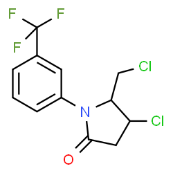 ChemSpider 2D Image | 4-Chloro-5-(chloromethyl)-1-[3-(trifluoromethyl)phenyl]-2-pyrrolidinone | C12H10Cl2F3NO