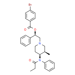ChemSpider 2D Image | (1R)-2-{(3R,4S)-3-Methyl-4-[phenyl(propionyl)amino]-1-piperidinyl}-1-phenylethyl 4-bromobenzoate | C30H33BrN2O3