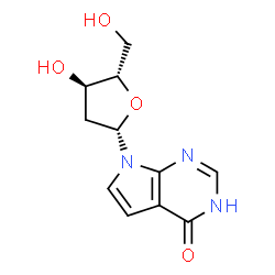 ChemSpider 2D Image | 7-(2-Deoxy-beta-L-erythro-pentofuranosyl)-1,7-dihydro-4H-pyrrolo[2,3-d]pyrimidin-4-one | C11H13N3O4