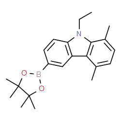 ChemSpider 2D Image | 9-Ethyl-1,4-dimethyl-6-(4,4,5,5-tetramethyl-1,3,2-dioxaborolan-2-yl)-9H-carbazole | C22H28BNO2