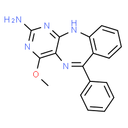 ChemSpider 2D Image | 4-Methoxy-6-phenyl-1H-pyrimido[4,5-b][1,4]benzodiazepin-2-amine | C18H15N5O
