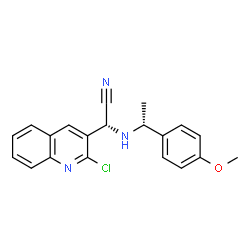 ChemSpider 2D Image | (2R)-(2-Chloro-3-quinolinyl){[(1R)-1-(4-methoxyphenyl)ethyl]amino}acetonitrile | C20H18ClN3O