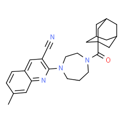 ChemSpider 2D Image | 2-[4-(Adamantan-1-ylcarbonyl)-1,4-diazepan-1-yl]-7-methyl-3-quinolinecarbonitrile | C27H32N4O