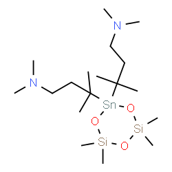 ChemSpider 2D Image | 3,3'-(2,2,4,4-Tetramethyl-1,3,5,2,4,6-trioxadisilastanninane-6,6-diyl)bis(N,N,3-trimethyl-1-butanamine) | C18H44N2O3Si2Sn