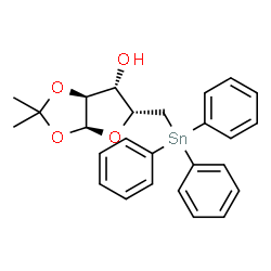 ChemSpider 2D Image | 5-Deoxy-1,2-O-isopropylidene-5-(triphenylstannyl)-alpha-L-xylofuranose | C26H28O4Sn
