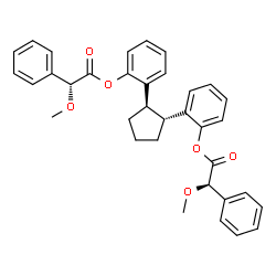ChemSpider 2D Image | (1R,2R)-1,2-Cyclopentanediyldi-2,1-phenylene (2R,2'R)bis[methoxy(phenyl)acetate] | C35H34O6