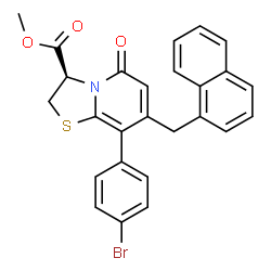 ChemSpider 2D Image | Methyl (3R)-8-(4-bromophenyl)-7-(1-naphthylmethyl)-5-oxo-2,3-dihydro-5H-[1,3]thiazolo[3,2-a]pyridine-3-carboxylate | C26H20BrNO3S