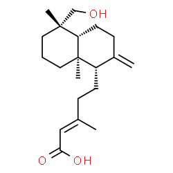 ChemSpider 2D Image | (2E)-5-[(1S,4aR,5S,8aR)-5-(Hydroxymethyl)-5,8a-dimethyl-2-methylenedecahydro-1-naphthalenyl]-3-methyl-2-pentenoic acid | C20H32O3