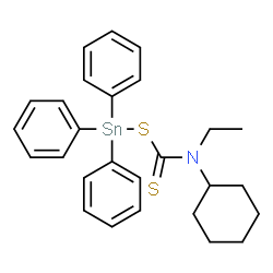 ChemSpider 2D Image | N-Ethyl-N-{[(triphenylstannyl)sulfanyl]carbonothioyl}cyclohexanamine | C27H31NS2Sn