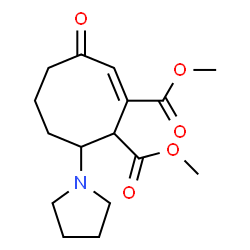 ChemSpider 2D Image | Dimethyl (2E)-4-oxo-8-(1-pyrrolidinyl)-2-cyclooctene-1,2-dicarboxylate | C16H23NO5