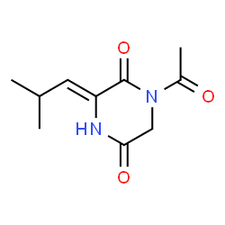 ChemSpider 2D Image | (3Z)-1-Acetyl-3-(2-methylpropylidene)-2,5-piperazinedione | C10H14N2O3