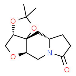 ChemSpider 2D Image | (3aS,5aR,10aS,11aR)-2,2-Dimethyloctahydro-8H-[1,3]dioxolo[3,4]furo[2,3-f]indolizin-8-one | C13H19NO4