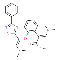 ChemSpider 2D Image | Methyl (2E)-3-(dimethylamino)-2-(2-{[(Z)-2-(dimethylamino)-1-(3-phenyl-1,2,4-oxadiazol-5-yl)vinyl]oxy}phenyl)acrylate | C24H26N4O4