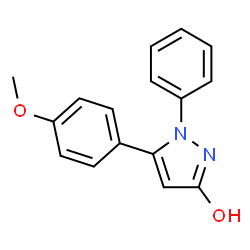 ChemSpider 2D Image | 5-(4-Methoxyphenyl)-1-phenyl-1,2-dihydro-3H-pyrazol-3-one | C16H14N2O2