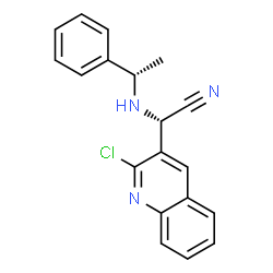 ChemSpider 2D Image | (2S)-(2-Chloro-3-quinolinyl){[(1S)-1-phenylethyl]amino}acetonitrile | C19H16ClN3