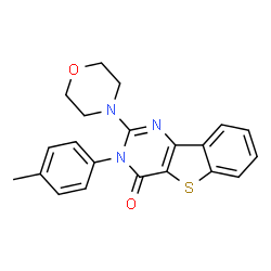 ChemSpider 2D Image | 3-(4-Methylphenyl)-2-(4-morpholinyl)[1]benzothieno[3,2-d]pyrimidin-4(3H)-one | C21H19N3O2S
