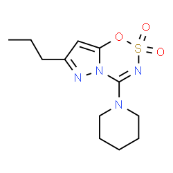 ChemSpider 2D Image | 4-(1-Piperidinyl)-7-propylpyrazolo[1,5-e][1,2,3,5]oxathiadiazine 2,2-dioxide | C12H18N4O3S