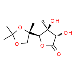 ChemSpider 2D Image | (3S,4S,5R)-3,4-Dihydroxy-4-methyl-5-[(4S)-2,2,4-trimethyl-1,3-dioxolan-4-yl]dihydro-2(3H)-furanone | C11H18O6