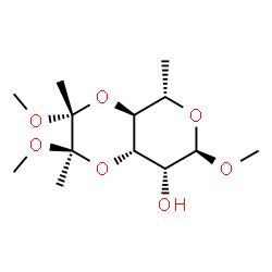 ChemSpider 2D Image | (2R,3R,4aS,5S,7R,8R,8aS)-2,3,7-Trimethoxy-2,3,5-trimethylhexahydro-5H-pyrano[3,4-b][1,4]dioxin-8-ol | C13H24O7