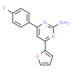 ChemSpider 2D Image | 4-(4-Fluorophenyl)-6-(2-furyl)-2-pyrimidinamine | C14H10FN3O