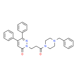 ChemSpider 2D Image | 2-[3-(4-Benzyl-1-piperazinyl)-3-oxopropyl]-5,6-diphenyl-3(2H)-pyridazinone | C30H30N4O2