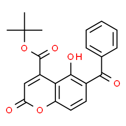 ChemSpider 2D Image | 2-Methyl-2-propanyl 6-benzoyl-5-hydroxy-2-oxo-2H-chromene-4-carboxylate | C21H18O6