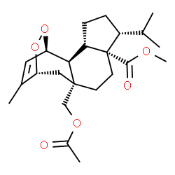 ChemSpider 2D Image | Methyl (1R,2S,3S,6R,7S,10R,12R)-10-(acetoxymethyl)-6-isopropyl-16-methyl-13,14-dioxatetracyclo[10.2.2.0~2,10~.0~3,7~]hexadec-15-ene-7-carboxylate | C23H34O6