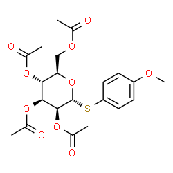 ChemSpider 2D Image | 4-Methoxyphenyl 2,3,4,6-tetra-O-acetyl-1-thio-alpha-D-mannopyranoside | C21H26O10S