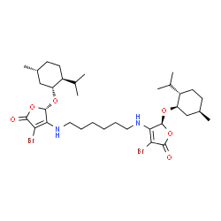 ChemSpider 2D Image | (5S,5'S)-4,4'-(1,6-Hexanediyldiimino)bis[3-bromo-5-{[(1R,2S,5R)-2-isopropyl-5-methylcyclohexyl]oxy}-2(5H)-furanone] | C34H54Br2N2O6