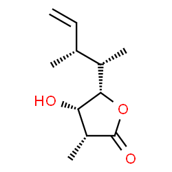 ChemSpider 2D Image | (3R,4S,5S)-4-Hydroxy-3-methyl-5-[(3R)-3-methyl-4-penten-2-yl]dihydro-2(3H)-furanone | C11H18O3