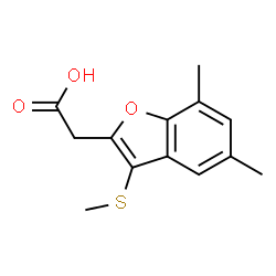 ChemSpider 2D Image | [5,7-Dimethyl-3-(methylsulfanyl)-1-benzofuran-2-yl]acetic acid | C13H14O3S