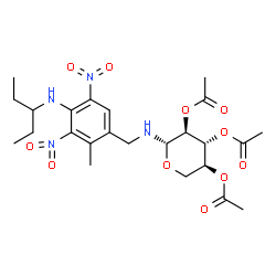 ChemSpider 2D Image | 2,3,4-Tri-O-acetyl-N-[2-methyl-3,5-dinitro-4-(3-pentanylamino)benzyl]-beta-L-xylopyranosylamine | C24H34N4O11