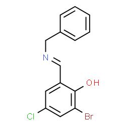ChemSpider 2D Image | 2-[(E)-(Benzylimino)methyl]-6-bromo-4-chlorophenol | C14H11BrClNO