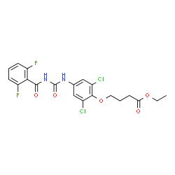 ChemSpider 2D Image | Ethyl 4-(2,6-dichloro-4-{[(2,6-difluorobenzoyl)carbamoyl]amino}phenoxy)butanoate | C20H18Cl2F2N2O5