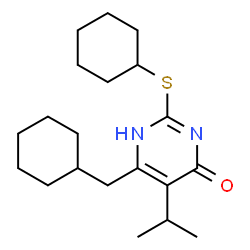 ChemSpider 2D Image | 6-(Cyclohexylmethyl)-2-(cyclohexylsulfanyl)-5-isopropyl-4(1H)-pyrimidinone | C20H32N2OS