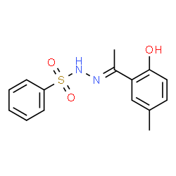ChemSpider 2D Image | N'-[(1E)-1-(2-Hydroxy-5-methylphenyl)ethylidene]benzenesulfonohydrazide | C15H16N2O3S