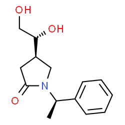 ChemSpider 2D Image | (4R)-4-[(1R)-1,2-Dihydroxyethyl]-1-[(1R)-1-phenylethyl]-2-pyrrolidinone | C14H19NO3