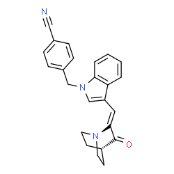 ChemSpider 2D Image | 4-({3-[(Z)-(3-Oxo-1-azabicyclo[2.2.2]oct-2-ylidene)methyl]-1H-indol-1-yl}methyl)benzonitrile | C24H21N3O