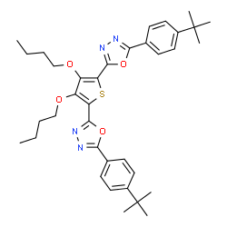 ChemSpider 2D Image | 2,2'-(3,4-Dibutoxy-2,5-thienediyl)bis{5-[4-(2-methyl-2-propanyl)phenyl]-1,3,4-oxadiazole} | C36H44N4O4S
