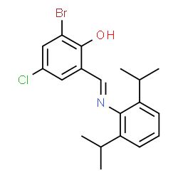 ChemSpider 2D Image | 2-Bromo-4-chloro-6-{(E)-[(2,6-diisopropylphenyl)imino]methyl}phenol | C19H21BrClNO